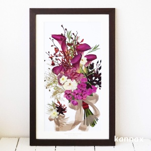 ブーケを押し花にして残す、長い形の白